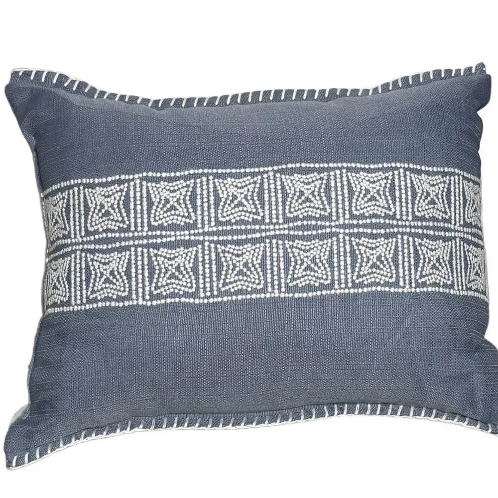 Threshold Blue & White Small Embroidered Throw Pillows